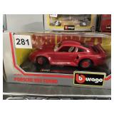 BBURAGO DIE-CAST MODEL - PORSCHE 959 TURBO, RED,