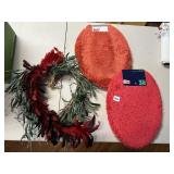 RED BIRD HEART WREATH AND TOILET LID COVERS