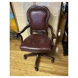 ROLLING EXECUTIVE CARVED BACK DESK CHAIR