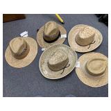 5 STRAW HATS, SOME MADE IN MEXICO