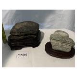 POLISHED AGATE ON WOOD STAND