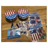 PATRIOTIC PLATES, WINDOW CLINGS, BALLOONS, ETC.