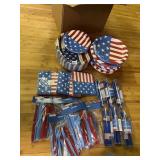 PATRIOTIC PLATES, NAPKINS, STRAWS, CUTLERY