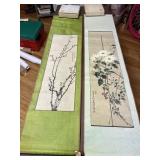 67X16 2 CHINESE SCROLLS, ONE WITH WATER DAMAGE