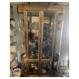 ELEGANT BRASS CURVED GLASS SIDES DISPLAY CABINET