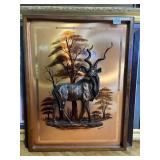 19X25 3D RELIEF OF KUDU ANTELOPE IN COPPER AND