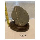 NATURAL QUARTZ STONE ON CUSTOM WOOD CARVED BASE