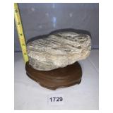 JAPANESE SHIKOKU STONE W/ WOOD PEDESTAL