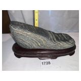 JAPANESE KSUISEKI KAMA STONE ON WOOD STAND