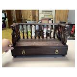 DESK TOP BOOK SHELF WITH DRAWER, NEEDS REPAIRS