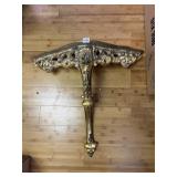 ORNATED GOLD TONE WALL SHELF, 29X10X29