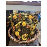 3 AUTUMN WREATHS AND DOUBLE HANDLED BASKET