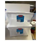 2 RUBBERMAID STORAGE CONTAINERS WITH LIDS