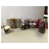 CANDLE HOLDERS, CHRISTMAS PILLAR CANDLES, PINE