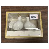 WHITE PEACOCK SALT AND PEPPER SHAKERS