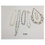 NECKLACES LIZ CLAIRBORNE BLUE BEADS ON SILVER