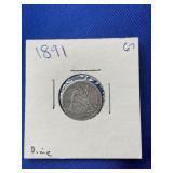 1891 P SEATED DIME