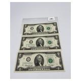 THREE 1976 - $2 NOTES NEW IN SERIES