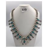 STERLING SILVER SQUASH BLOSSOM NECKLACE WITH