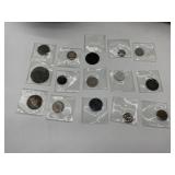 FIFTEEN ASSORTED FOREIGN COINS