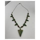 SOFTSTONE GREEN NECKLACE DOES HAVE DAMAGE ON