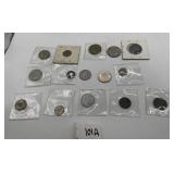 FIFTEEN ASSORTED FOREIGN COINS