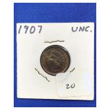 1907 UNC INDIAN HEAD PENNY