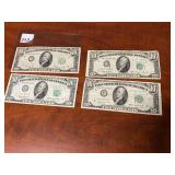 FOUR - 1950 C, D, E - $10.00 NOTES