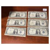SEVEN - 1957 - MIXED SILVER CERTIFICATES $1.00