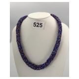 BEADED TUBAL NECKLACE BLUE AND PURPLE