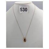 14K GOLD PENDANT NECKLACE AND CHAIN SLIDING PINK