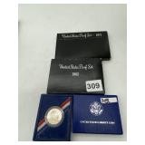 1973-S, 1982 PROOFS W/ 1986 COMMEMORATIVE 1/2