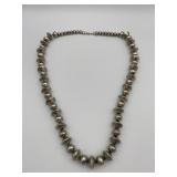 NAVAJO HANDMADE STERLING SILVER BEADED NECKLACE