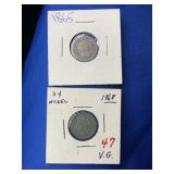 1865, 1868 3 CENT PIECES