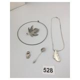 STERLING SILVER STICK PIN SILVER TONE PENDANT