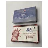1999, 2010 SILVER PROOF QUARTER SETS