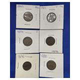 1858, 81, 83, 85, 95, 99 INDIAN HEAD PENNIES