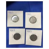 4 - 1883 V NICKELS