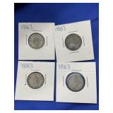 4 - 1883 V NICKELS