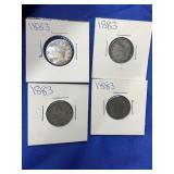 4 - 1883 V NICKELS