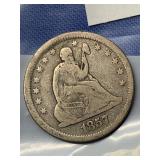 1857 -P LIBERTY SEATED QUARTER DOLLAR