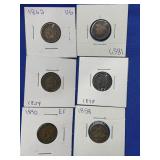 1857, 58, 59, 62, 90. 98 INDIAN HEAD PENNIES