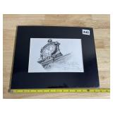 PENCIL/INK DRAWING - ORNATE ARCHITECTURAL CLOCK,