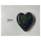 GLASS EYE - HEART SHAPED GLASS PAPERWEIGHT,