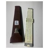 SLIDE RULE - WITH MULTIPLE SCALES, LEATHER CASE.