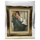 FRAMED PORTRAIT OF MOTHER AND CHILD WITH WHITE