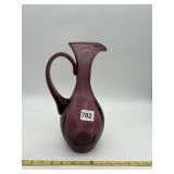 BLENKO-STYLE ART GLASS PITCHER - AMETHYST, HAND