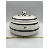 STUDIO ART POTTERY COVERED CASSEROLE - BLACK AND