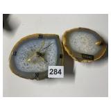 AGATE GEODE CLOCK - QUARTZ MOVEMENT, ROMAN