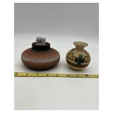 NAVAJO VASDE AND SMALL VASE MADE IN MEXICO